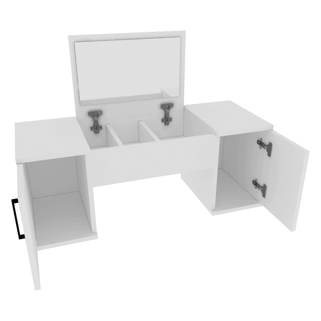 Mobile da Trucco Cicerale, Toeletta Specchio Incluso, 100x35x74h cm Bianco