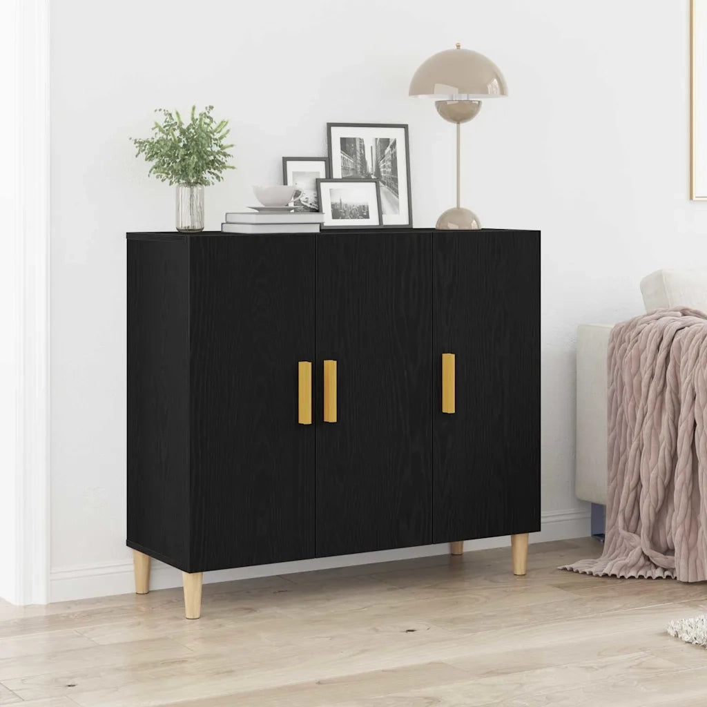 Credenza Rovere Nero 90 x 34 x 80 cm Legno multistrato 862761