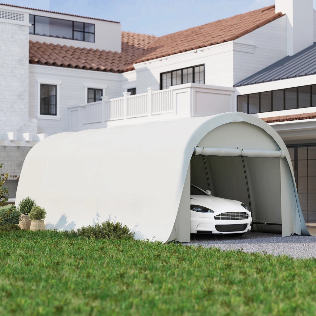 Tenda Garage per Auto Esterno ¨C Minimal ¨C 3.6x7.2 m Crema