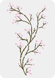 Stencilli per dipinti - Rami nudi grandi e fiori in boccia disegno - Artigianato DIY per dipinti pareti finestre tessuti