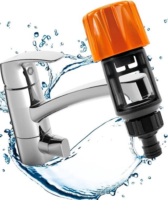Connettori per tubi da giardino - 2 pezzi - Adattatore universale per rubinetti cucina/bagno a tubi da giardino - ABS - Adatto per chiavi a stella - Difetto universale di acqua - Giardino - Arancione - Robusto e duraturo