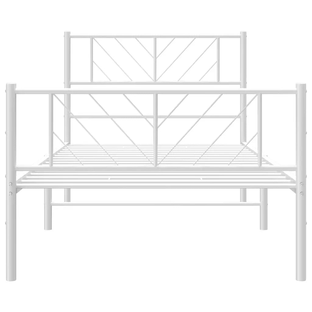 Giroletto con Testiera e Pediera Metallo Bianco 75x190 cm 372236