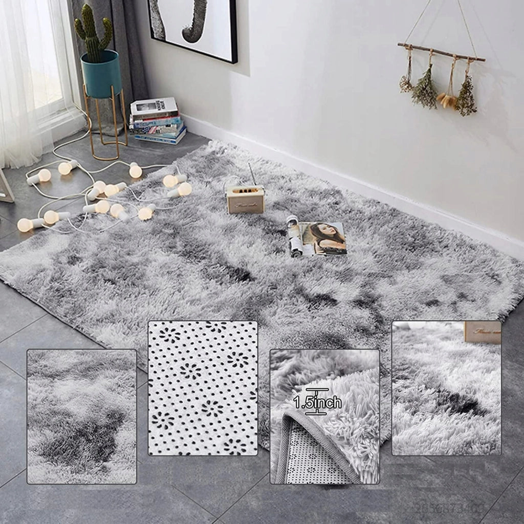 Tappeto shaggy in peluche grigio chiaro 300x200 cm