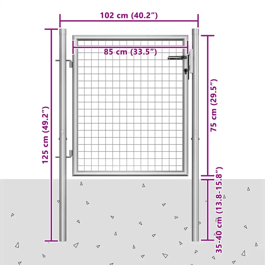 Cancello da Giardino in Acciaio Zincato 100x75 cm Argento 144755