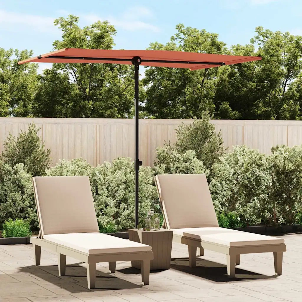 Ombrellone da Giardino-Ombrello da Balcone Palo in Alluminio 2x1,5 m Terracotta