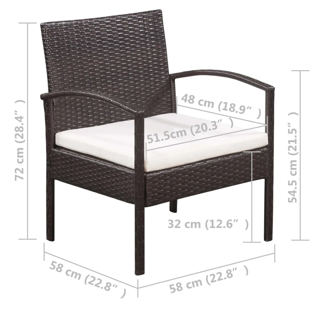 Set Divani da Giardino 5 pz | Set Salotto da Giardino con Cuscini in Polyrattan Marrone