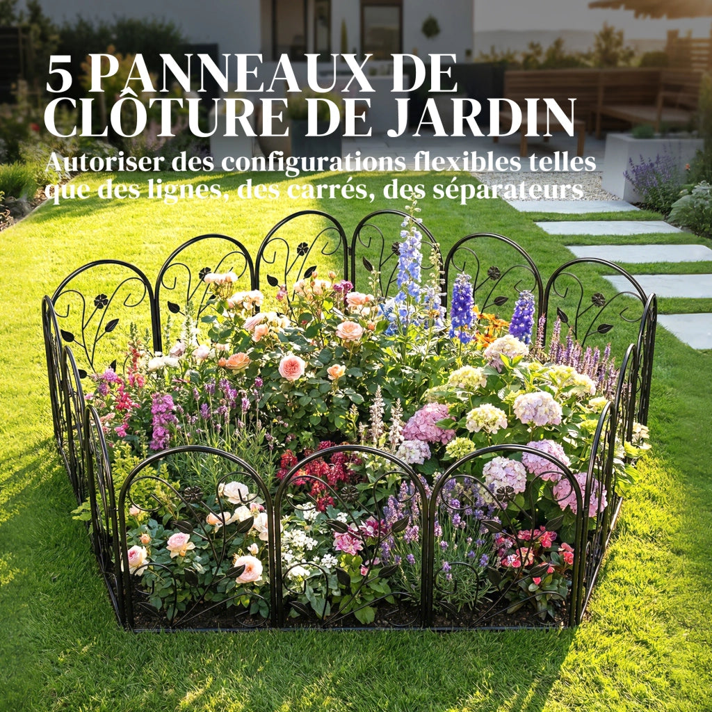 Pannello Recinzione Giardino 5 Pezzi 80x60 cm ¨C Zephmum ¨C Nero Antiruggine