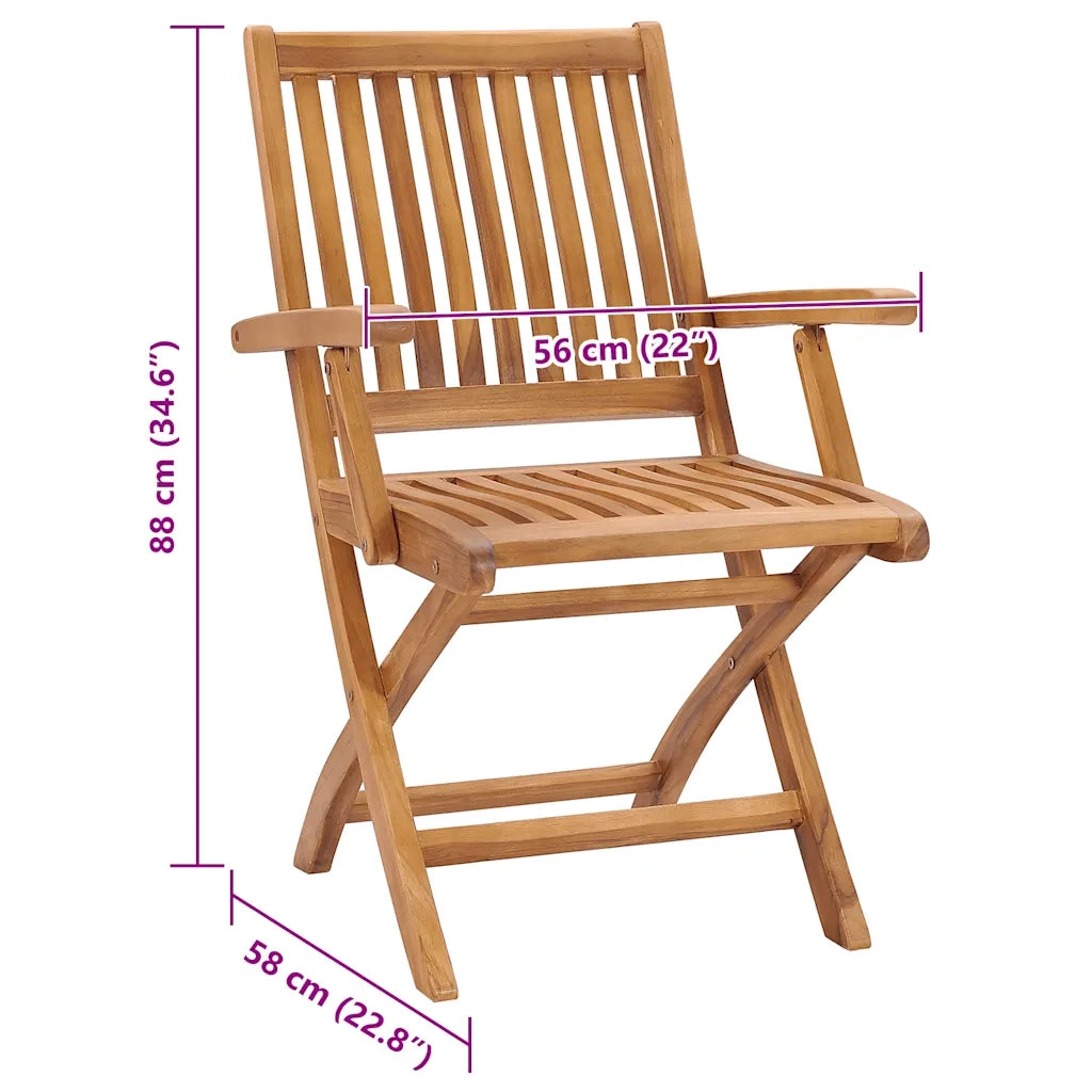 Sedie da Giardino Pieghevoli con Cuscini 6 pz Massello di Teak 3072758