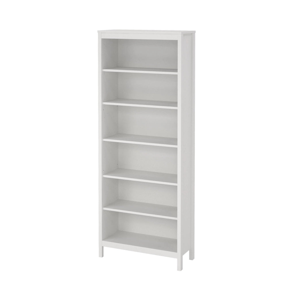 Libreria Sinlaku, Scaffale da ufficio, Mobile portalibri, Biblioteca, 78x33 h199 cm, Bianco