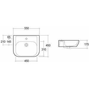 Lavabo L 55 cm serie caroline