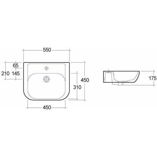 Lavabo L 55 cm serie caroline
