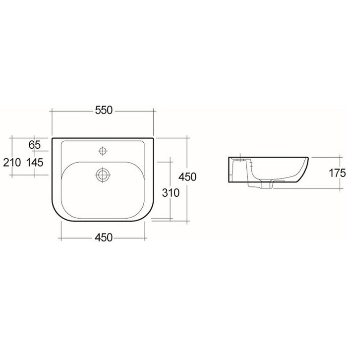 Lavabo L 55 cm serie caroline
