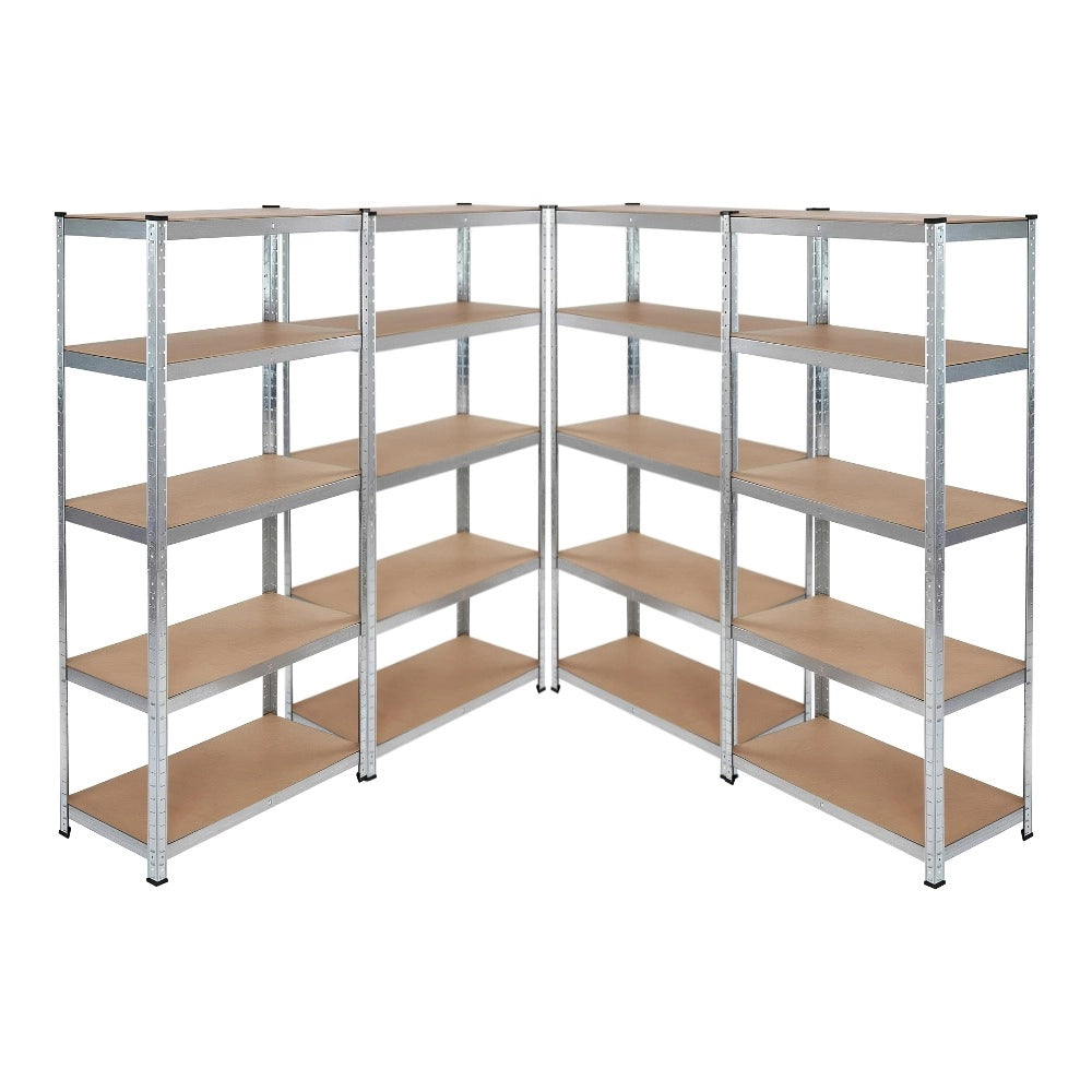 KIT 4 Scaffale in MDF Zincato 5 ripiani: 90x40x180Cm portata 875Kg (175Kg ripiano)