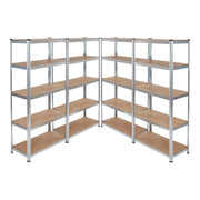 KIT 4 Scaffale in MDF Zincato 5 ripiani: 90x40x180Cm portata 875Kg (175Kg ripiano)