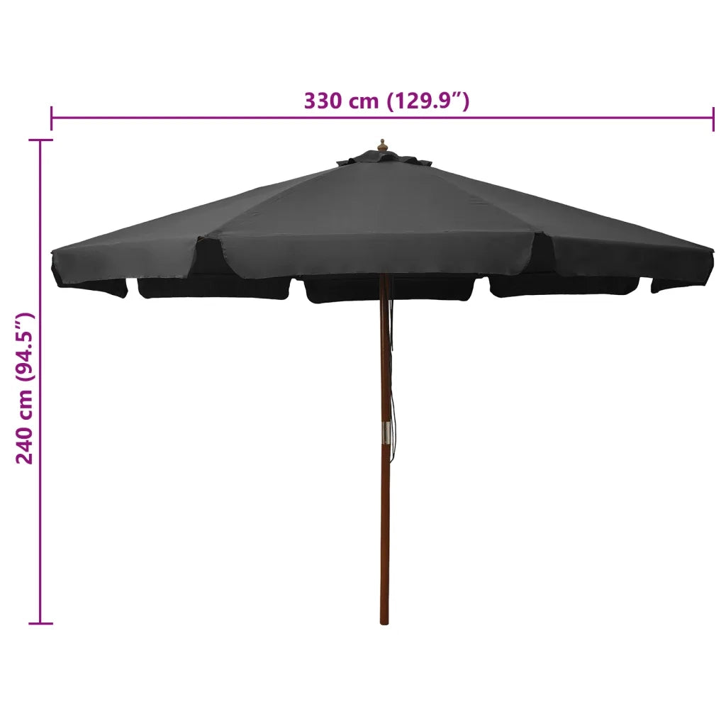 Ombrellone da Esterni con Palo in Legno 300 cm Antracite 47214
