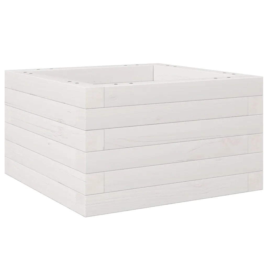 Fioriera da Giardino Bianca 40x40x23 cm Legno Massello di Pino