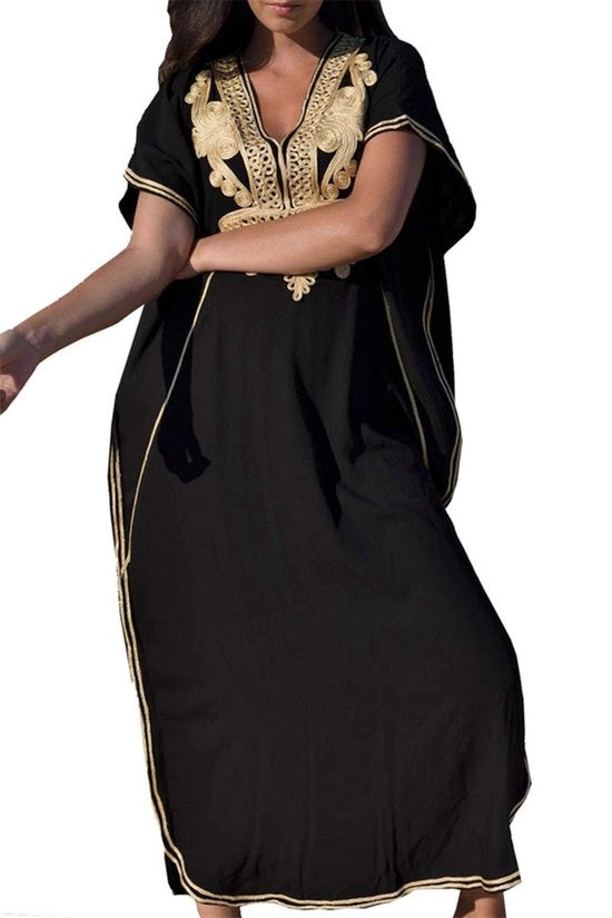 Vestito da Bagno Maxi Etnico - Kimono Kaftan - Materiale Polyester Zoppa - Unico Modello - Ideale per Coprire