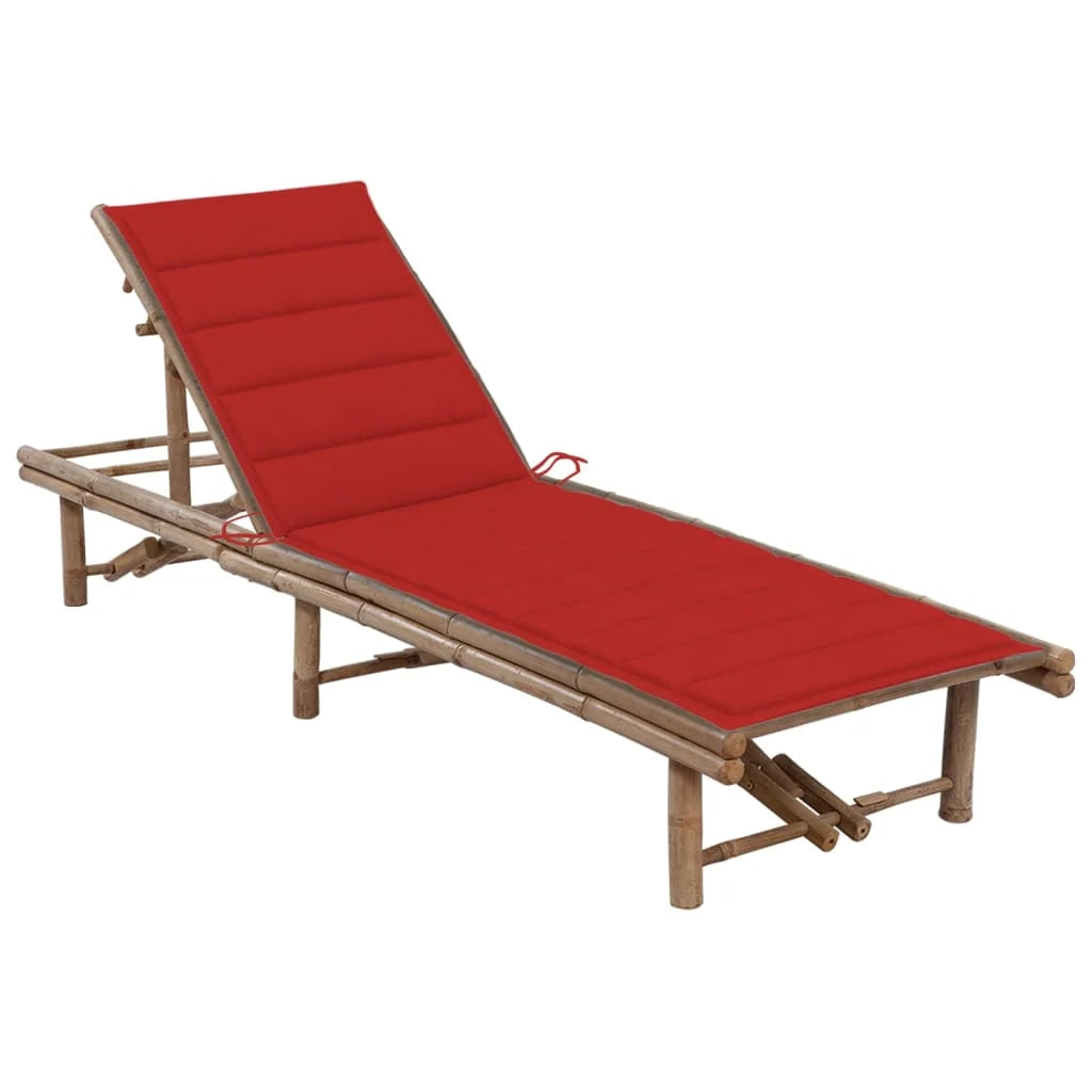 Lettino prendisole sedia a sdraio lettino prendisole letto da giardino mobili da esterno per patio con cuscino in bambù 02_0012294
