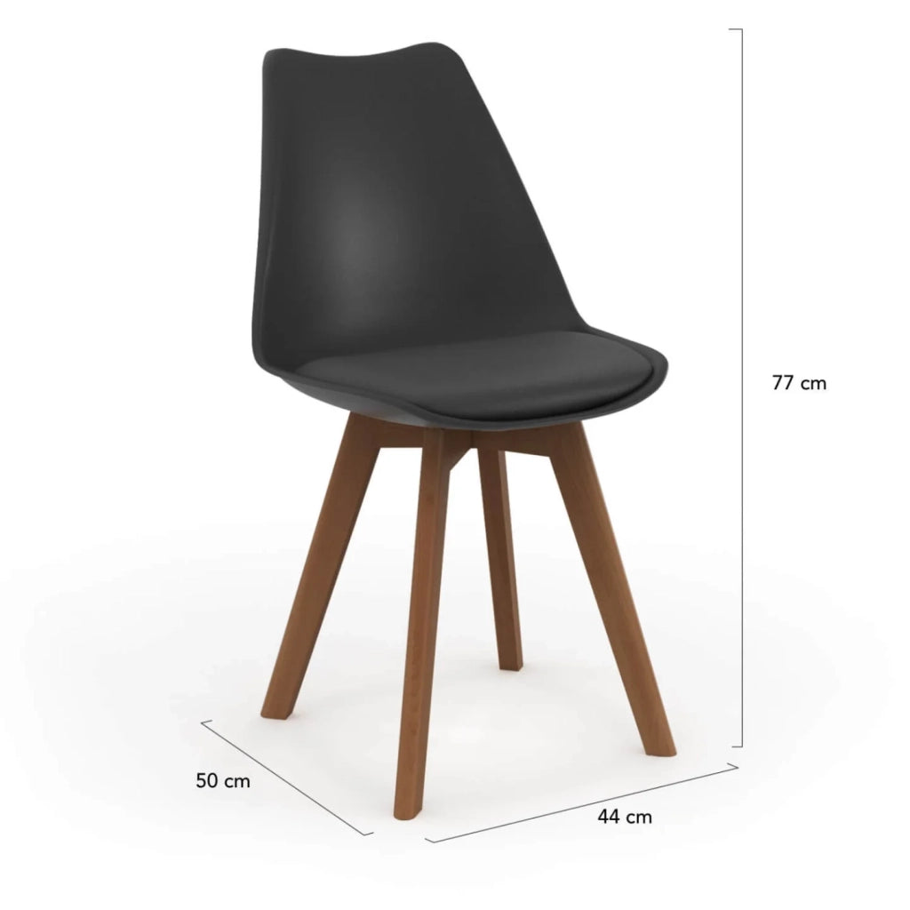 IDMarket - Set di 6 sedie SARA nere con gambe scure per sala da pranzo