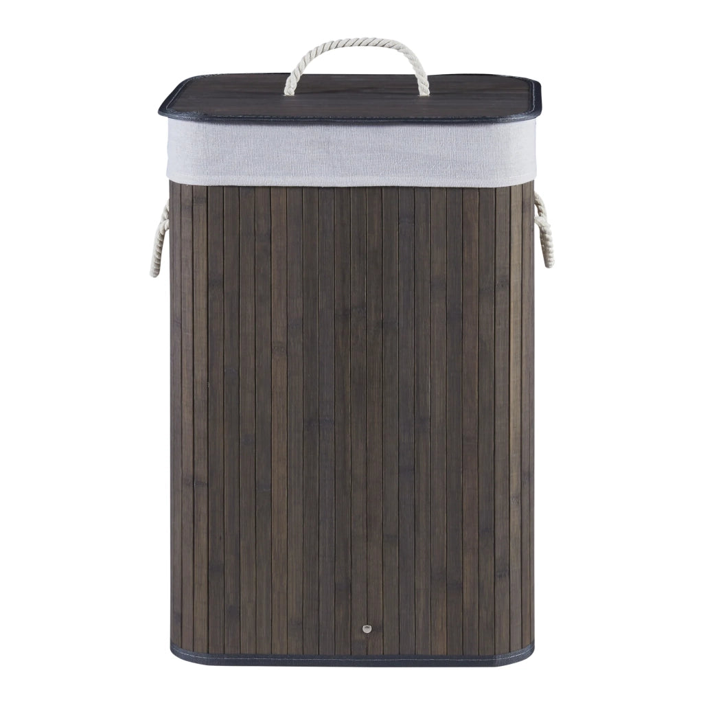 Cesto portabiancheria in bambù da 72 litri 60 x 40 x 30 cm marrone scuro/grigio chiaro 03_0008005