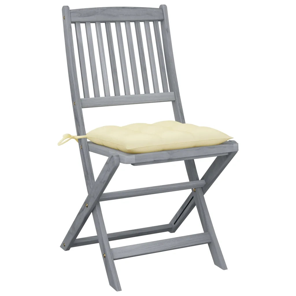 Sedie da Giardino Pieghevoli 4pz con Cuscini in Massello Acacia 3064580