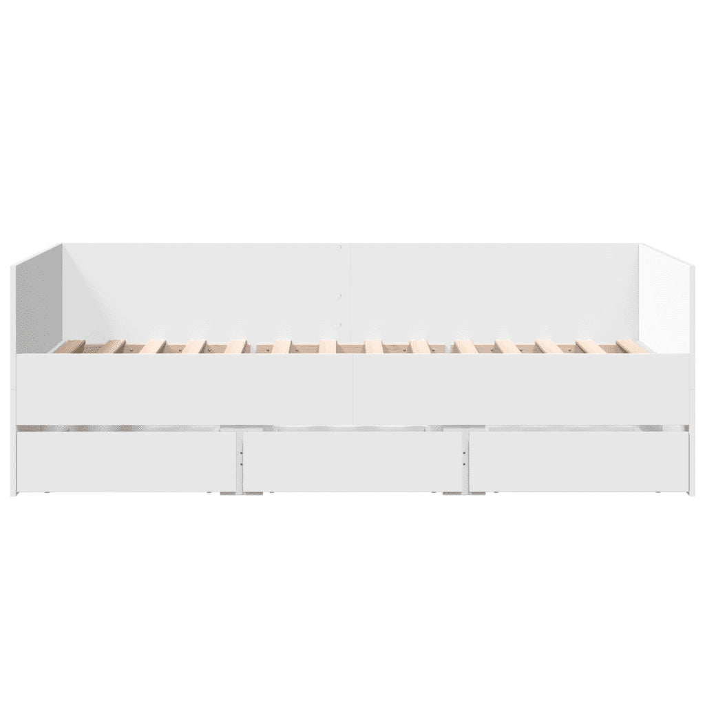 Divano Letto con Cassetti senza Materasso Bianco 90x190 cm