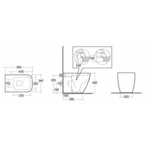 Vaso filo muro con scarico universale serie caroline