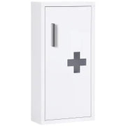 kleankin Armadietto Medicinali a 3 Ripiani con Porta Magnetica, in Acciaio, 30x12x60 cm, Bianco