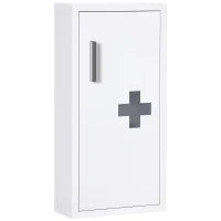 kleankin Armadietto Medicinali a 3 Ripiani con Porta Magnetica, in Acciaio, 30x12x60 cm, Bianco