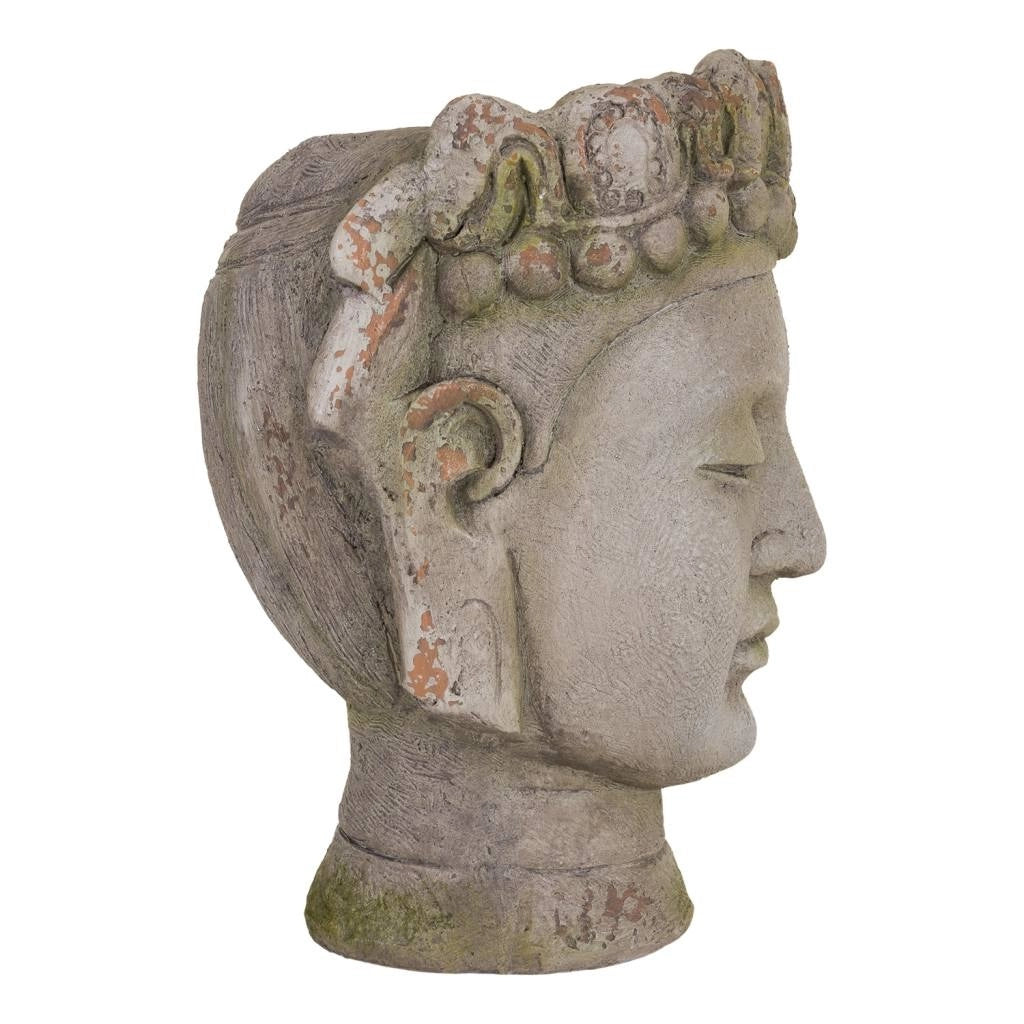 Vaso a forma di testa di Buddha in magnesio 35x28x38 grigio
