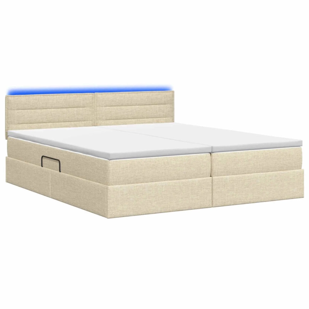 Letto con contenitore LED e materasso Crema 200 x 200 cm 3459346