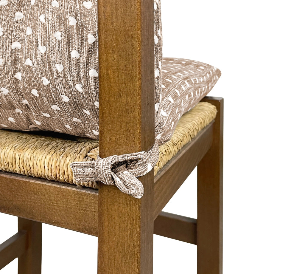 Set Cuscini Sedia Con Schienale Imbottiti Con Laccetti Banda Elastica 40 x 80 Cm CuoricinoMarrone - 2 Pezzi
