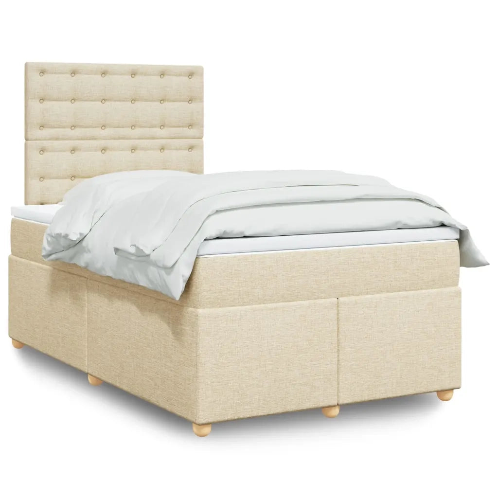 Giroletto a Molle con Materasso Crema 120x200 cm in Tessuto