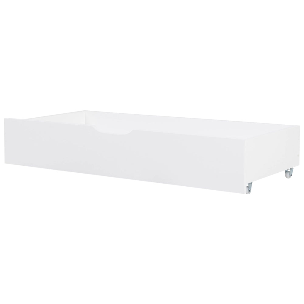 Set di 2 cassetti per il letto in legno massiccio bianco Scatole sotto il letto con ruote