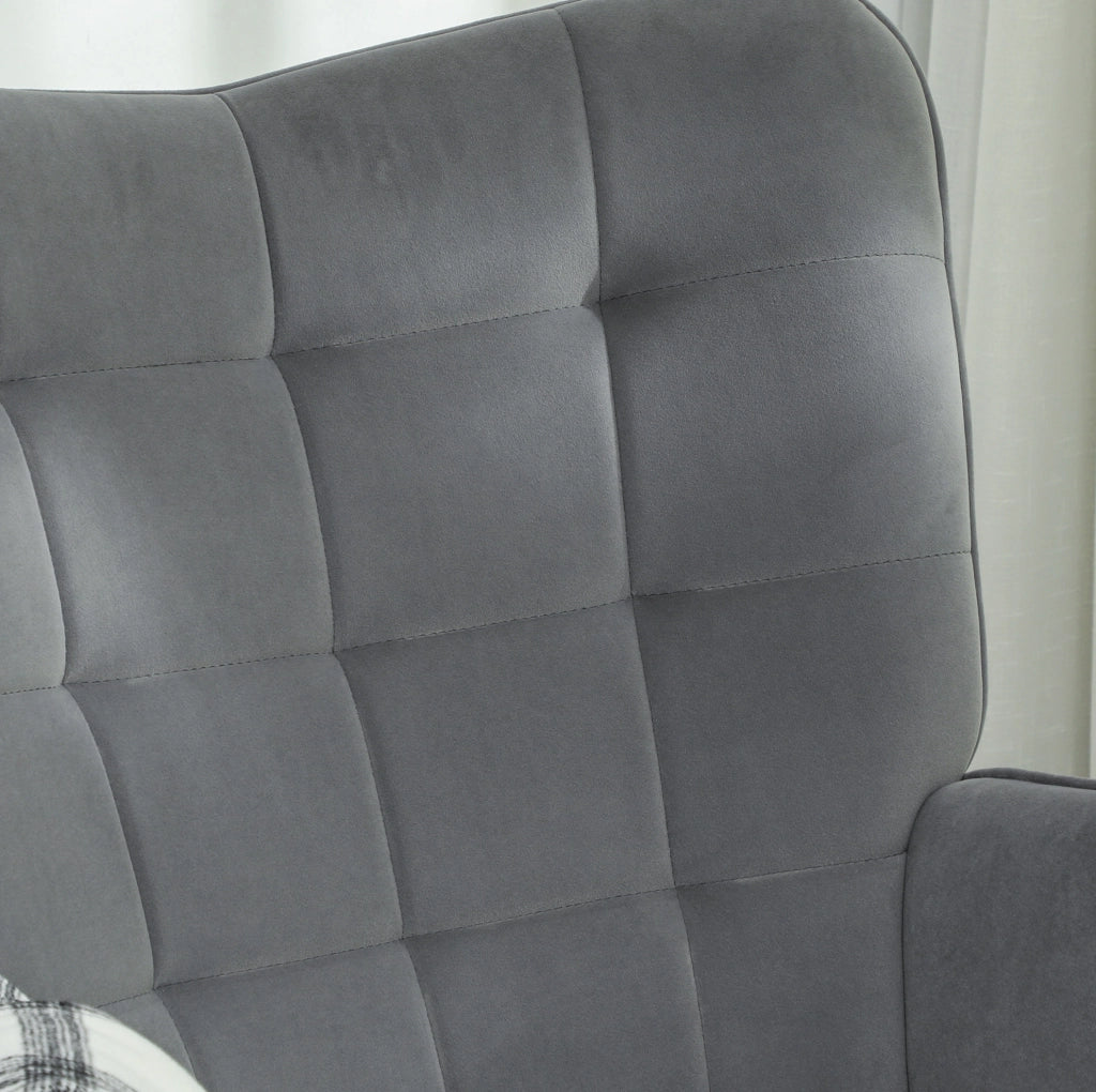 poltrona a dondolo 98 x 71 x 101 cm grigio scuro con braccioli