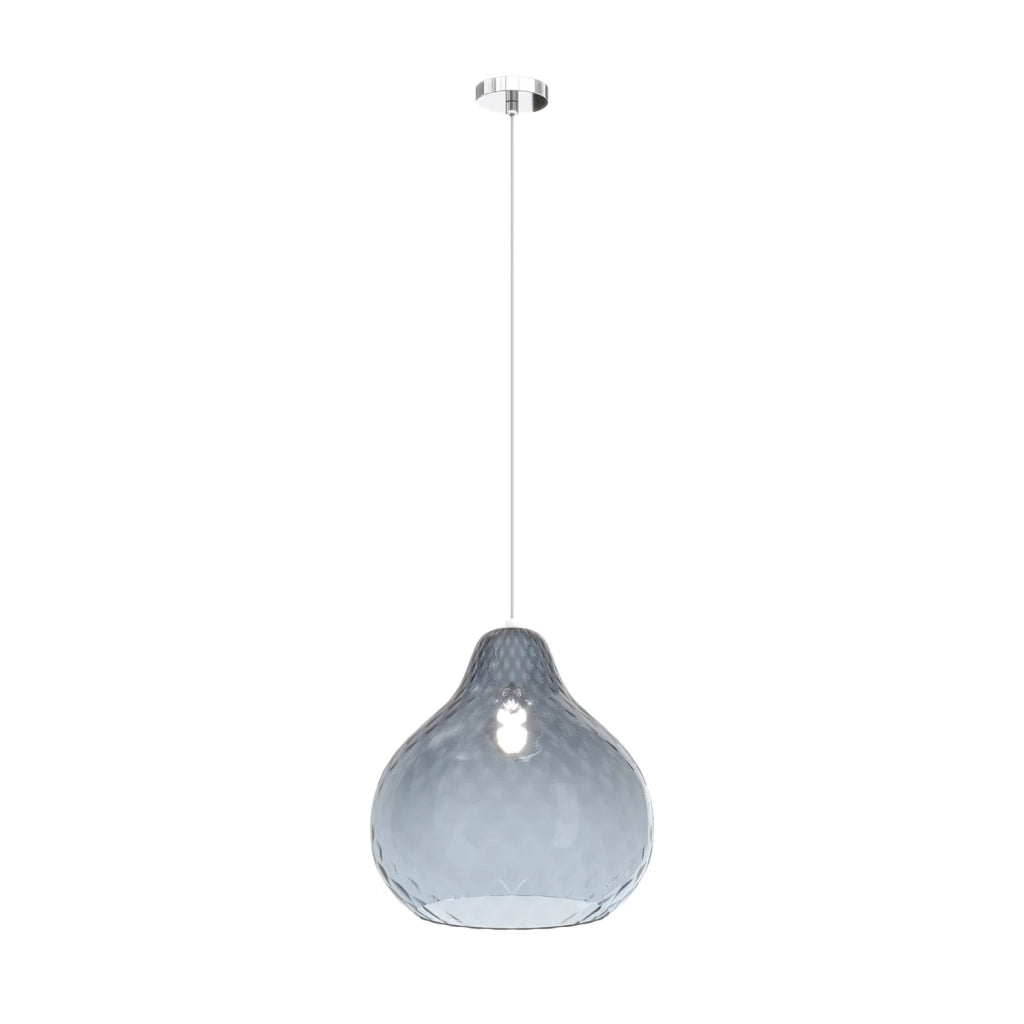 Lampadario Contemporaneo Dress Metallo Cromo Vetro Grande Blu 1 Luce E27