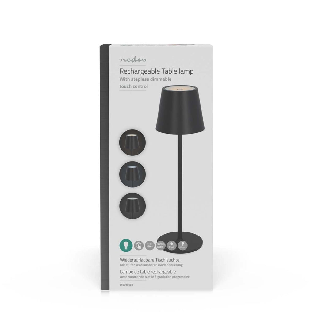 Lampada da tavolo con dimmer tattile 1,8W 150lm 3000-6000K IPX4 Ricaricabile Nero Nedis