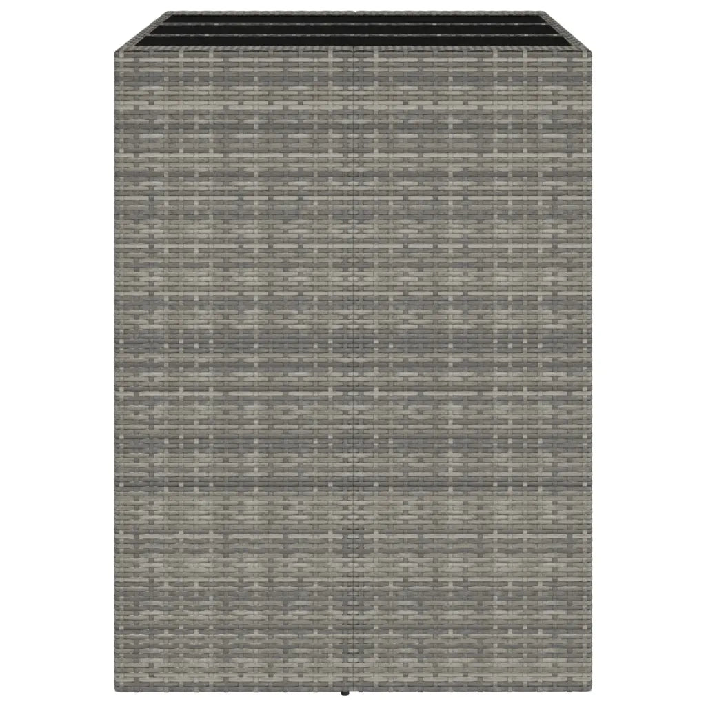 Tavolo da Bar con Piano in Vetro Grigio 105x80x110cm Polyrattan 362595