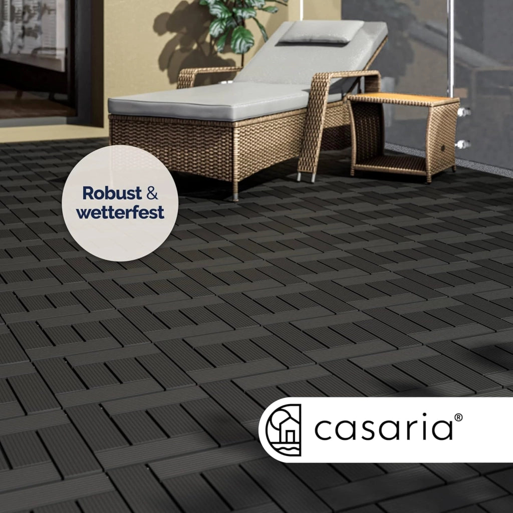 Deuba Piastrelle da Giardino in WPC 6m² Mattonelle 30x30cm Sauna Terrazza Esterno Antracite 66 pz