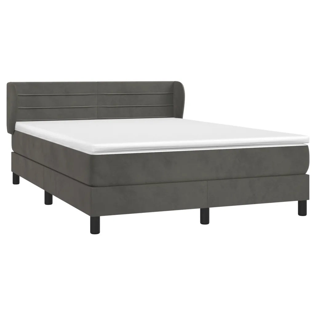 Giroletto a Molle con Materasso Grigio Scuro 140x200 cm Velluto 3127554