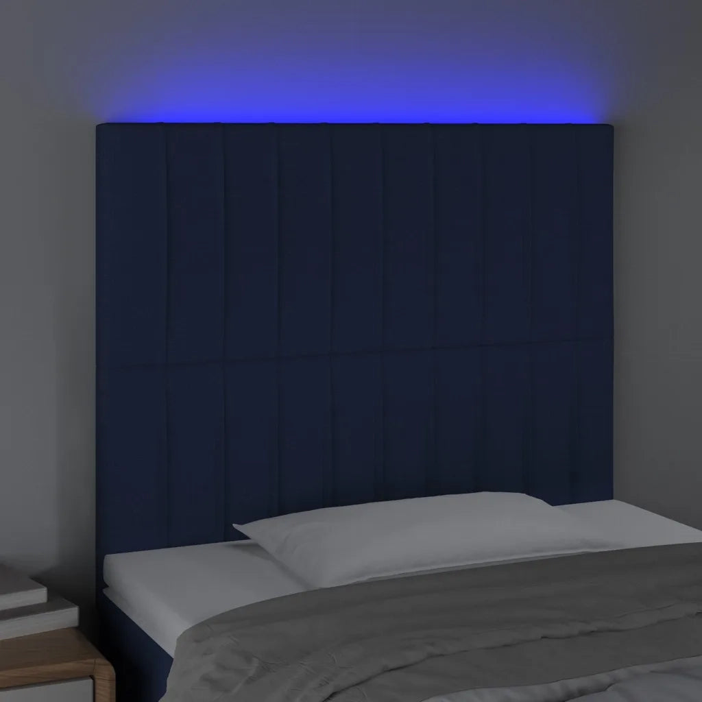 Testiera a LED-Testata con LED Blu 90x5x118/128 cm in Tessuto 336997