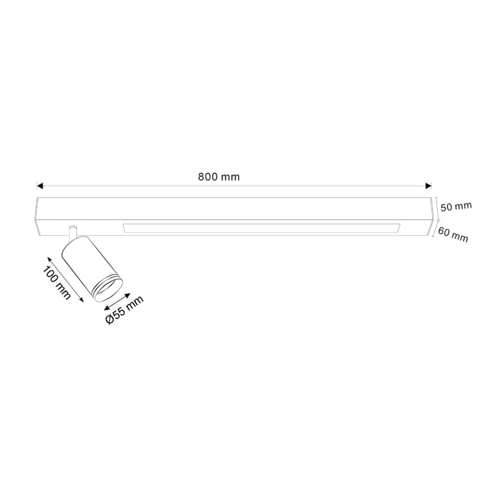 Faretto soffitto nero su barra LED 24W+GU10 PARIS Polux