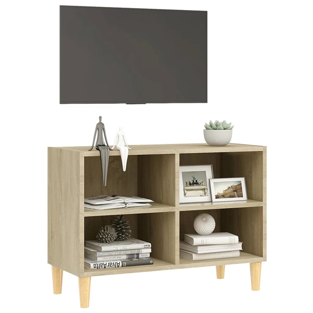 Mobile TV | Armadietto TV | Mobile Porta TV con Gambe Legno Massello Rovere Sonoma 69,5x30x50 cm