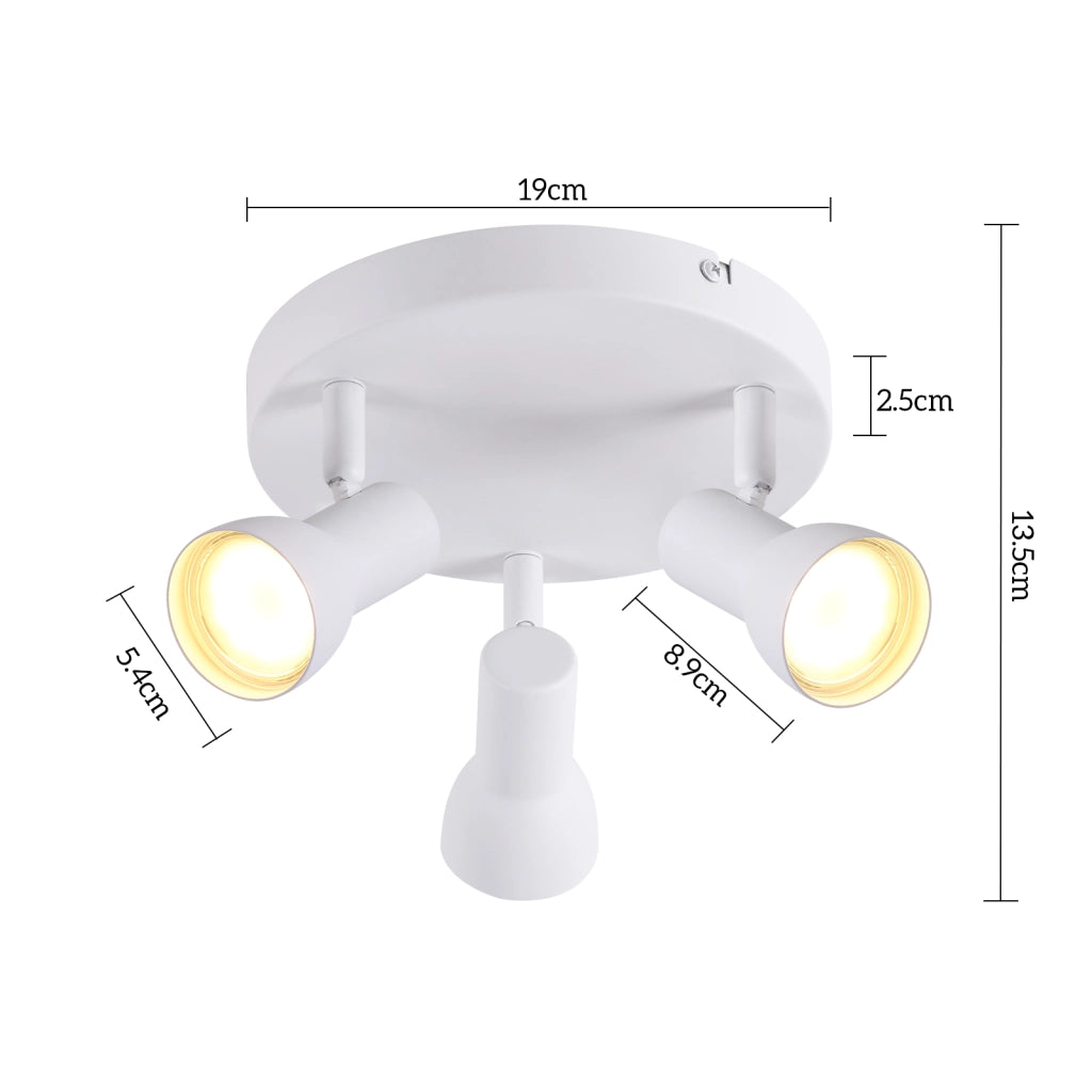 ZMH Faretto da soffitto bianchi 3 luci GU10 metallo design moderno girevoli senza lampadina