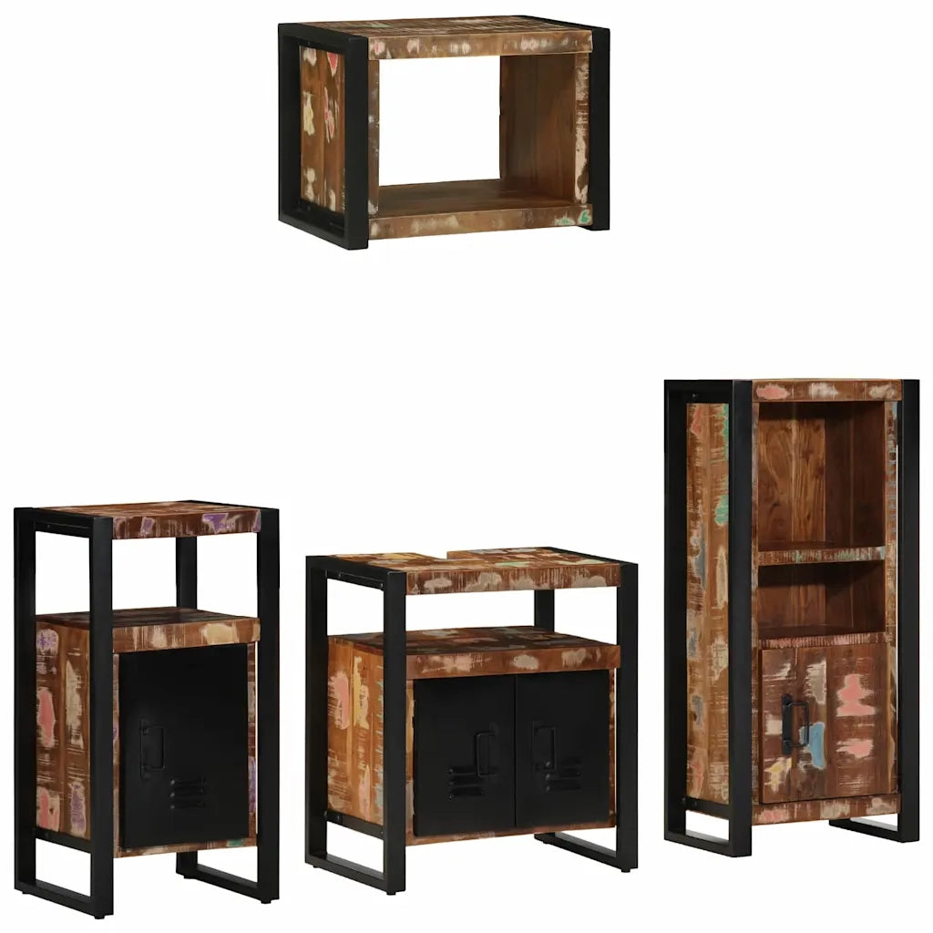 Set di mobili per il bagno 4 pcs Legno Recuperato Massello