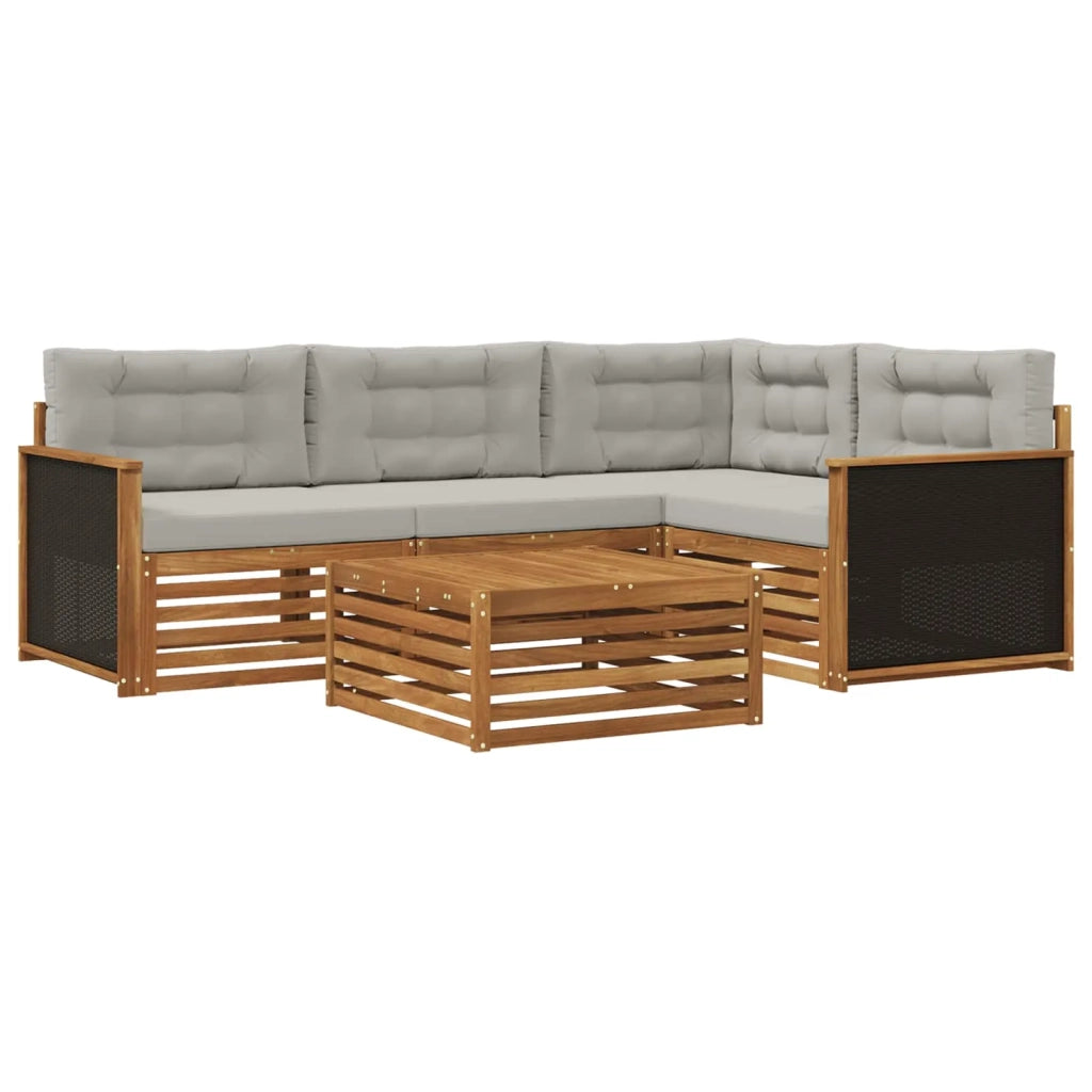 Set di divani da esterno 5 pz Naturale e Grigio Chiaro 3383314