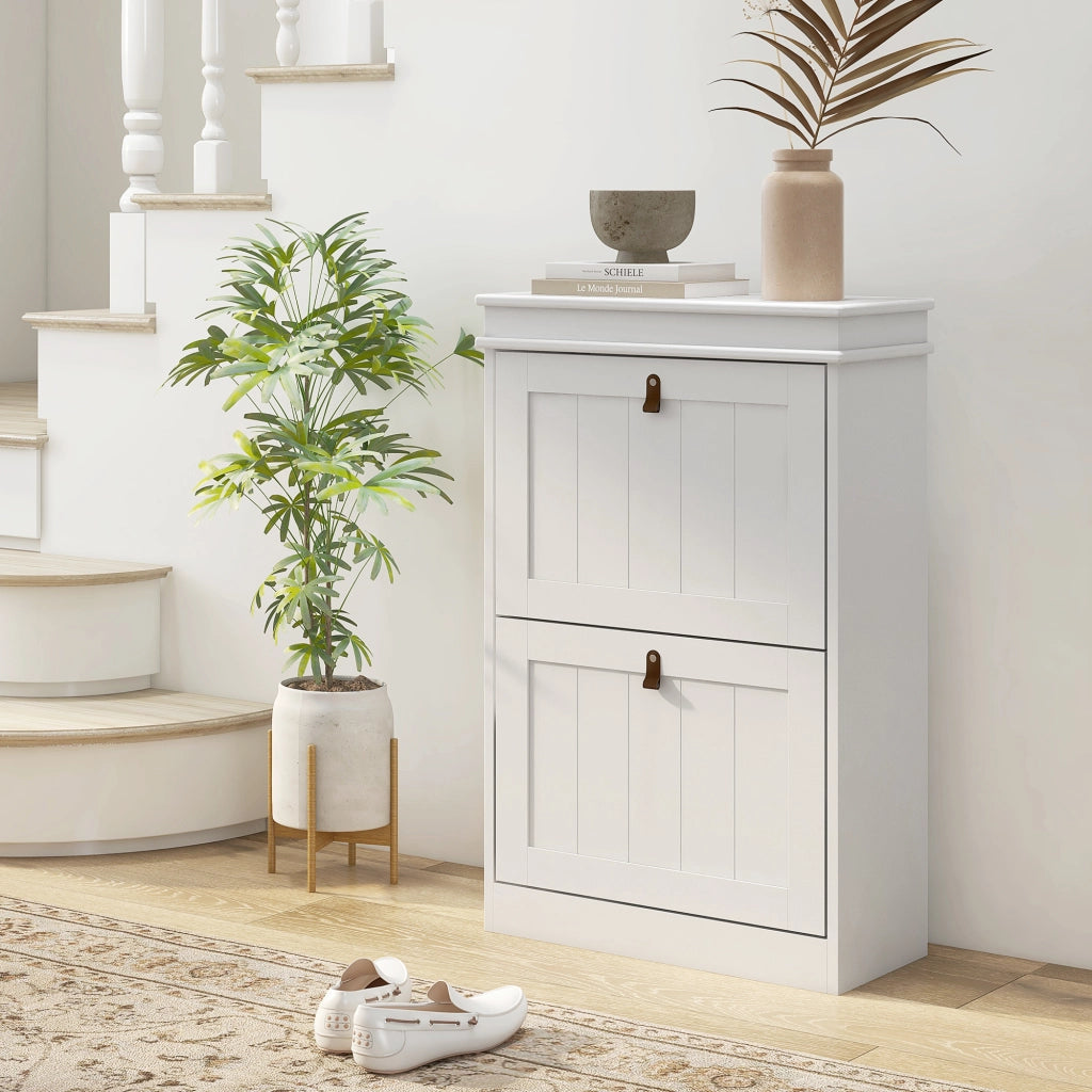 Scarpiera con 2 Ante e Ripiani Regolabili per 10 Paia di Scarpe ¨C Minimal ¨C 54x24x82,5 cm