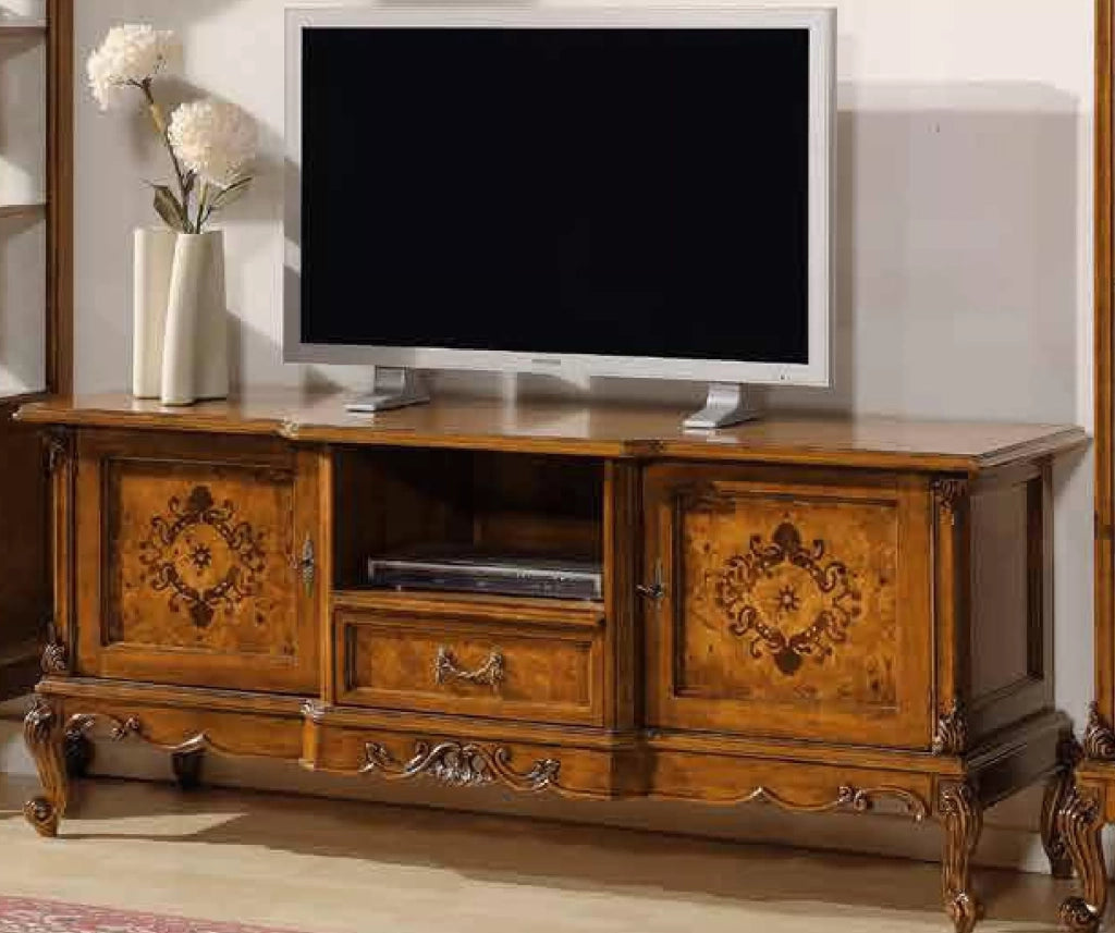 Parete attrezzata in legno classica 700 - luigi xv tinta noce - Mobili 2G