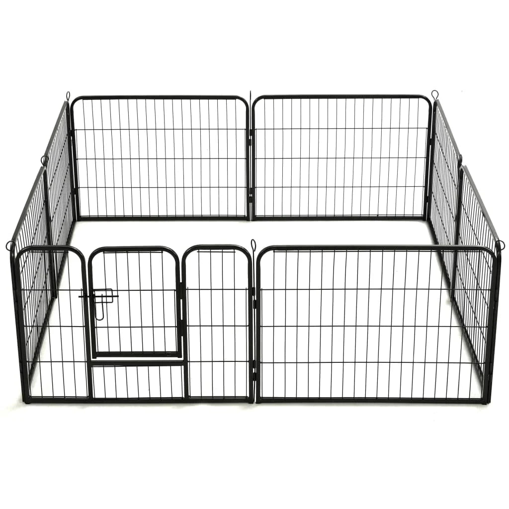 Recinto per cani 8 pannelli in acciaio 60 x 80 cm recinto per cani nero 02_0000566