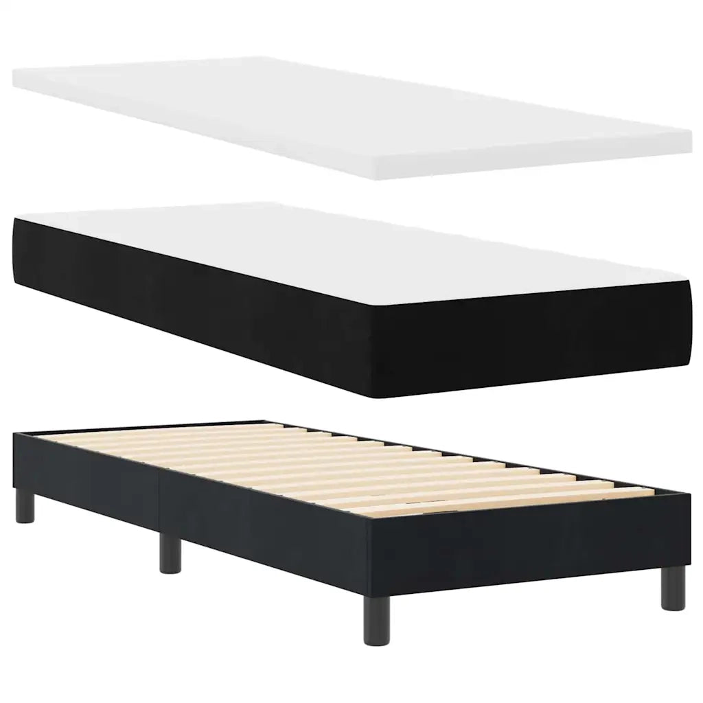 Letto a molle con materasso Nero 200 x 80 cm Poliestere